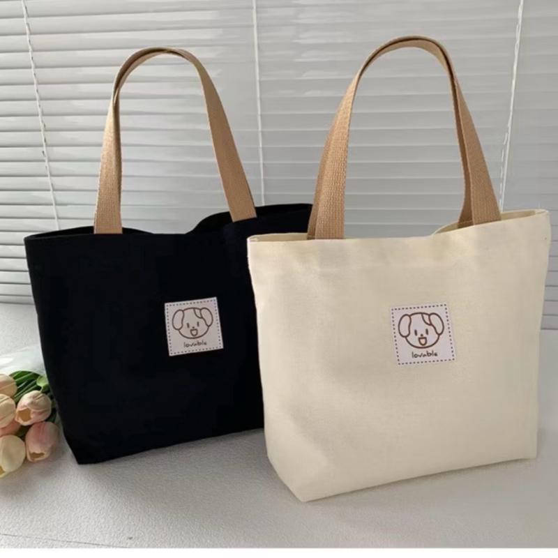 Túi tote hình Gấu chất vải canvas chống thấm nước chắc chắn phong cách đơn giản. đựng đồ tiện lợi