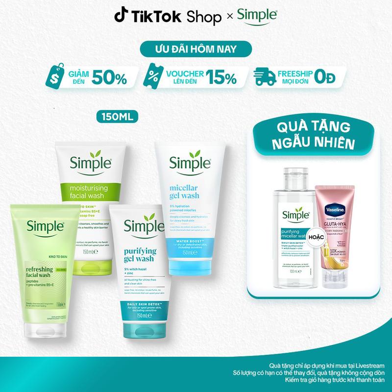 [1] Sữa Rửa Mặt Simple hỗ trợ làm sạch và Dưỡng Ẩm Da 150ml