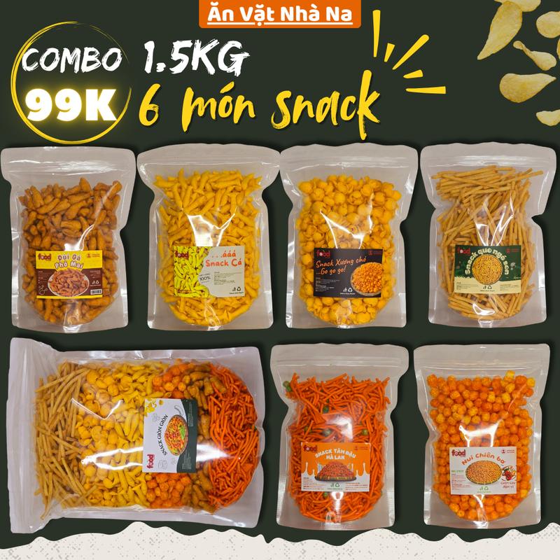 Combo 6 món 1.5kg (Miễn Phí Vận Chuyển) Xương Chó 200g - Nui Chiên Bơ 250g - Tăm Que Ngó Sen 250g - Tăm Đậu Hà Lan 350g - Bim Cá 150g - Đùi Gà Cay Giòn 350g