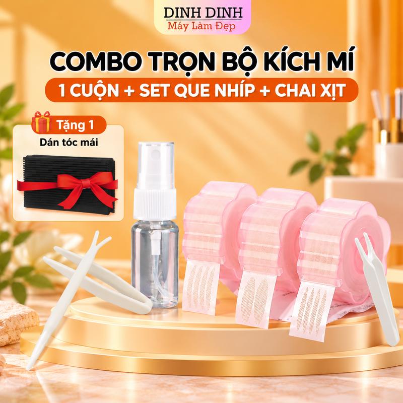 Kích mí lưới, kích mí tàng hình đầy đủ: 1 Cuộn 360 miếng dán mí + 1 set que Y và nhíp + lọ xịt đựng nước ️ Miếng dán & Keo dán kích mí Trang Điểm