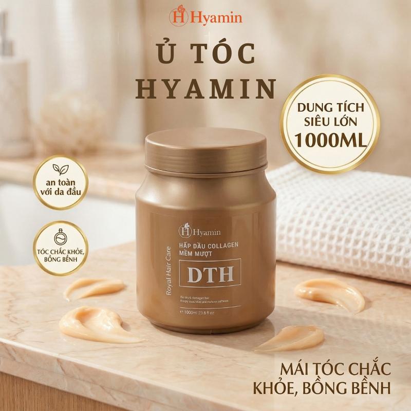Kem ủ tóc Hyamin Collagen DTH phục hồi tóc khô xơ hư tổn mềm mượt hương nước hoa 1000ml