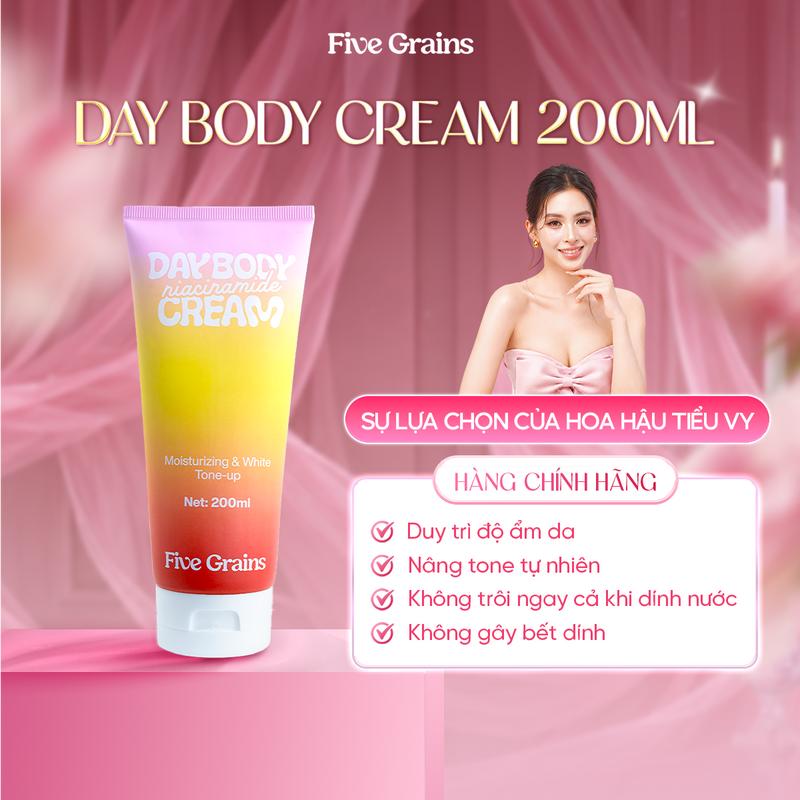 [I] Kem Body Giúp Dưỡng Trắng Da Five Grains Nâng Tone 200ml 2 Hoạt Chất Niacinamide và Alpha Arbutin Cấp Ẩm Mềm Mịn Da Ban Ngày - A10