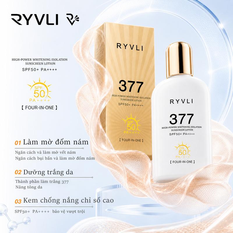 Kem lười nâng tông 377 SPF50+ PA++++ 50g – Chống nắng, làm sáng và đều màu da, dưỡng ẩm, che khuyết điểm tự nhiên, mỏng nhẹ, không bết dính, không vón, không trắng bệch, dùng làm kem lót trang điểm