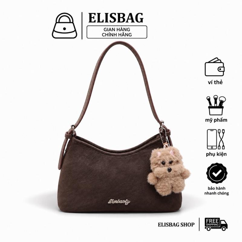 [Tặng Charm] túi công sở da pu vân loang và đan cói size 24 mác nổi ELISBAG752