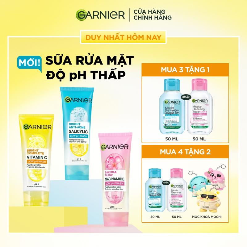 MỚI! Sữa rửa mặt dạng Gel độ PH 5.5 cân bằng cho mọi loại da - Garnier Low PH Gel Wash 100ml