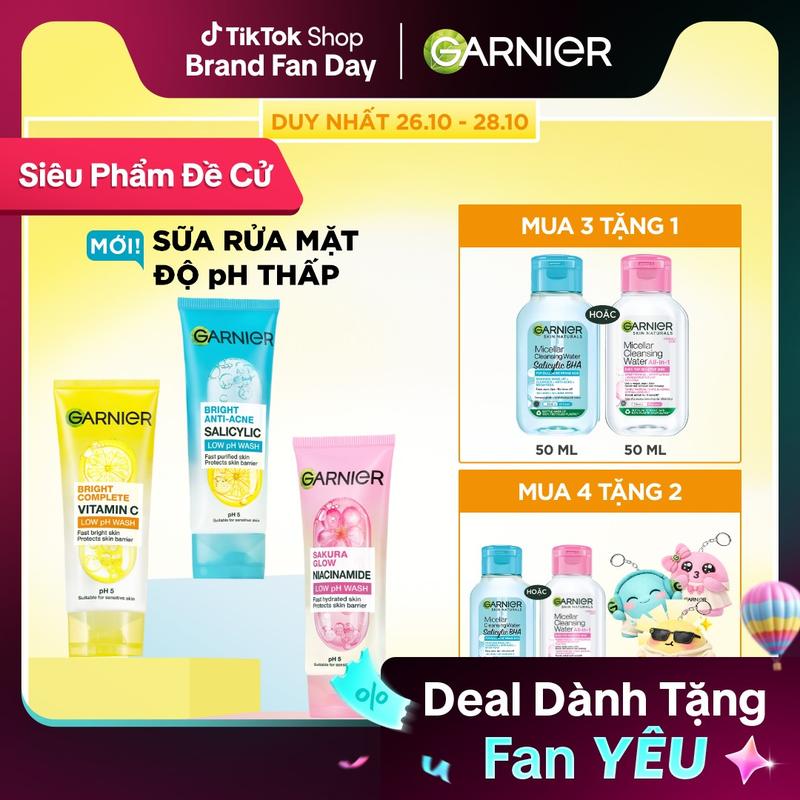 [MUA 3 TẶNG 1 QUÀ] MỚI! Sữa rửa mặt dạng Gel độ PH 5.5 cân bằng cho mọi loại da - Garnier Low PH Gel Wash 100ml