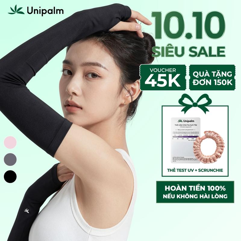 Ống tay chống nắng chống tia UV găng tay dáng dài cho nữ Unipalm Air F2 vải su mát không đường may
